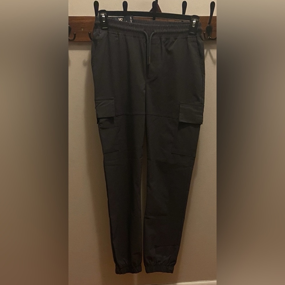 Boys large gray Cargo Pants retro stitch joggers